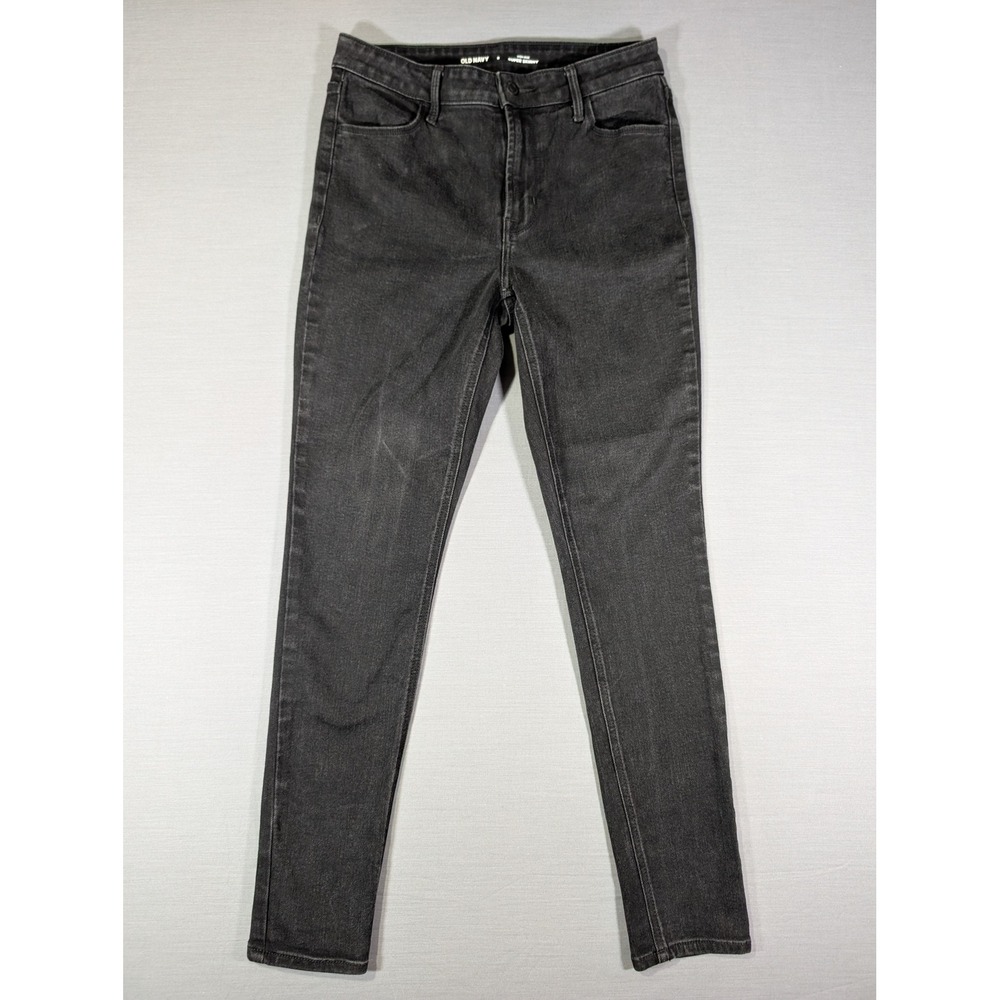 Old Navy High-Rise Super Skinny Jeans Womens 8 Black Washed Denim Stretch